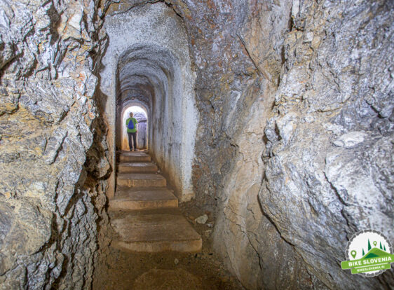 Underground bunkers dating from the interwar period, hidden beneath the surface and surrounded by stone, explored on a guided tour.